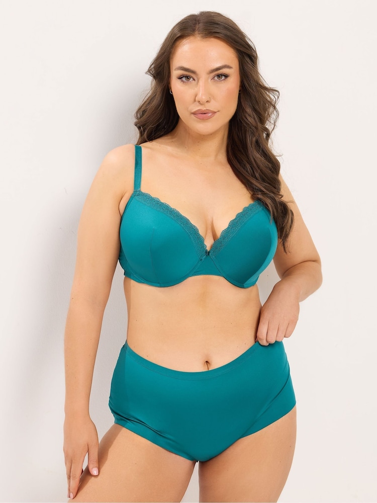 Yours Curve Green Lace Back Full Briefs 3 Pack - Image 2 of 8 Yours Curve Green Lace Back Full Briefs 3 Pack - Image 2 of 8