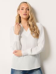 Long Tall Sally White Shirred Neck Blouse - Image 1 of 6