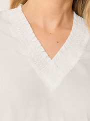Long Tall Sally White Shirred Neck Blouse - Image 4 of 6