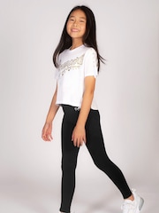Pineapple Black Foldover Waist Girls Leggings - Image 3 of 5