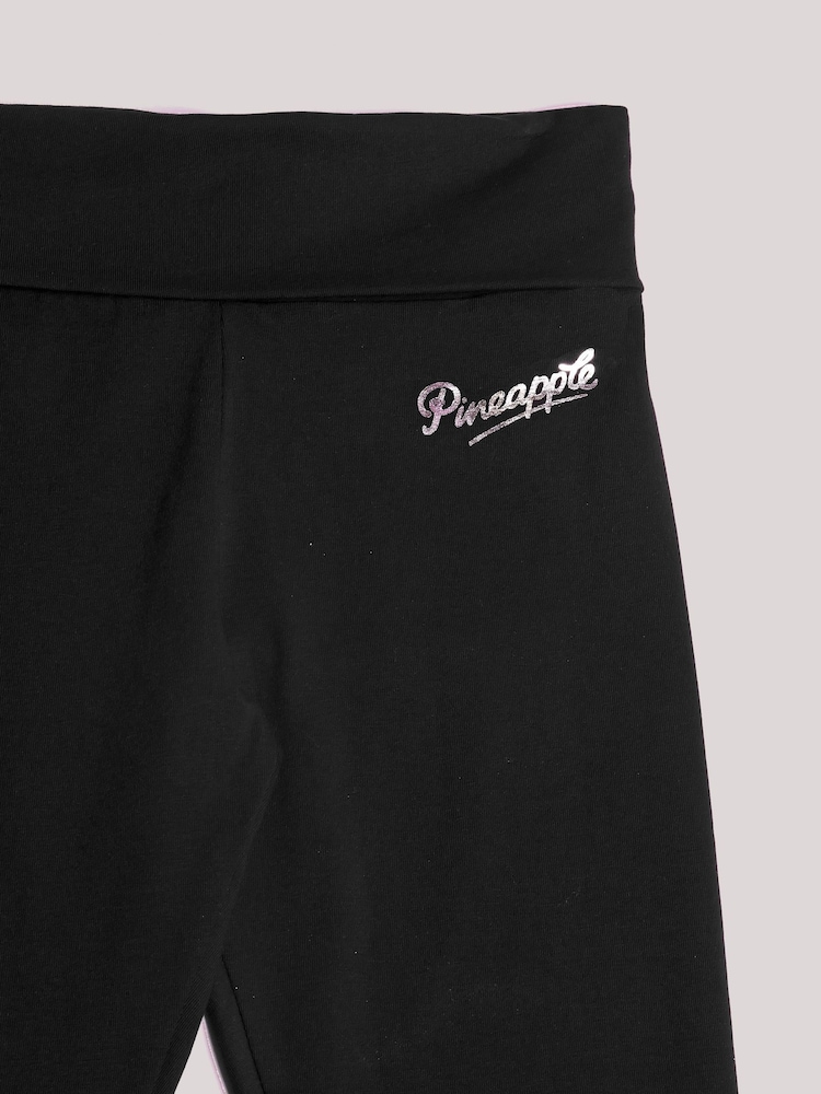 Pineapple Black Foldover Waist Girls Leggings - Image 5 of 5
