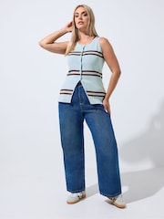 Yours Curve Blue Limited Flare Hem Waistcoat - Image 2 of 7