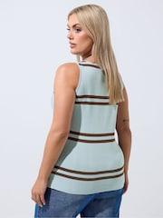 Yours Curve Blue Limited Flare Hem Waistcoat - Image 3 of 7