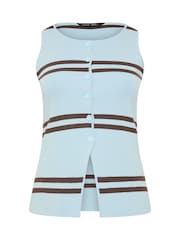 Yours Curve Blue Limited Flare Hem Waistcoat - Image 6 of 7