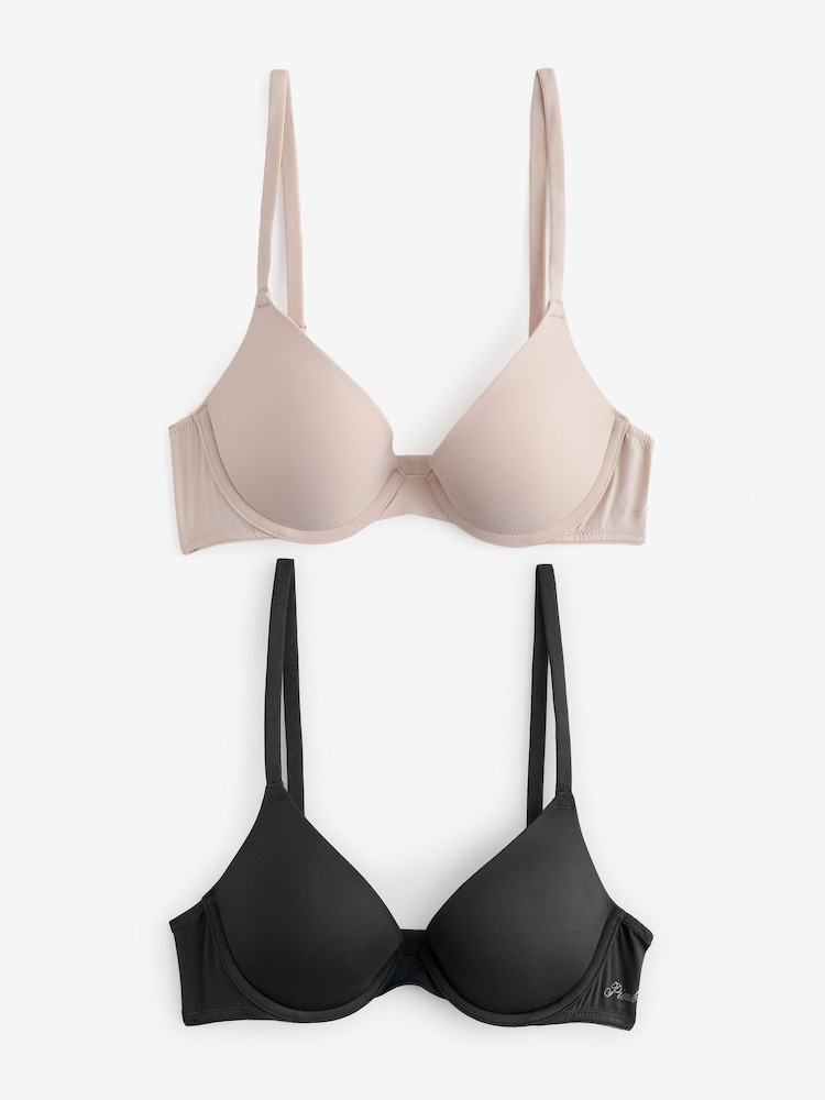 Victoria's Secret Pink Marzipan Nude/Black Lightly Lined 2 Pack Bra - Image 1 of 8 Victoria's Secret Pink Marzipan Nude/Black Lightly Lined 2 Pack Bra - Image 1 of 8