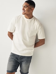 Charcoal/Sage/White Relaxed Fit Heavyweight 100% Cotton T-Shirts 3 Pack - Image 7 of 14