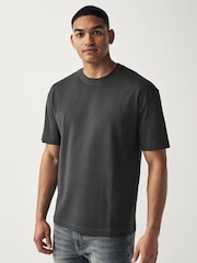 Charcoal/Sage/White Relaxed Fit Heavyweight 100% Cotton T-Shirts 3 Pack - Image 8 of 14