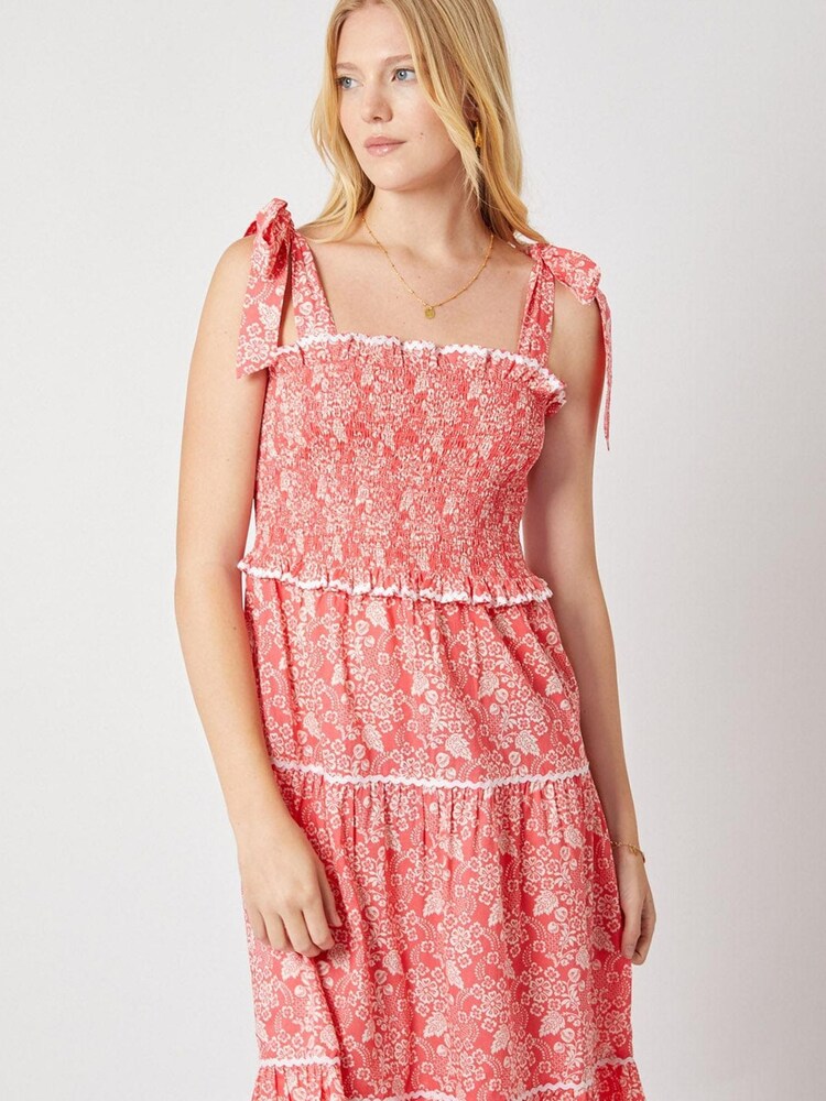 By Iris Red Jaide 100% Cotton Smocked Strappy Dress - Image 2 of 3 By Iris Red Jaide 100% Cotton Smocked Strappy Dress - Image 2 of 3