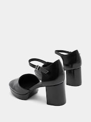 Yours Curve Black Faux Leather Platform Block Heels In Extra Wide Fit - Image 3 of 5