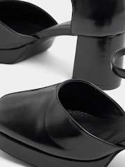 Yours Curve Black Faux Leather Platform Block Heels In Extra Wide Fit - Image 5 of 5