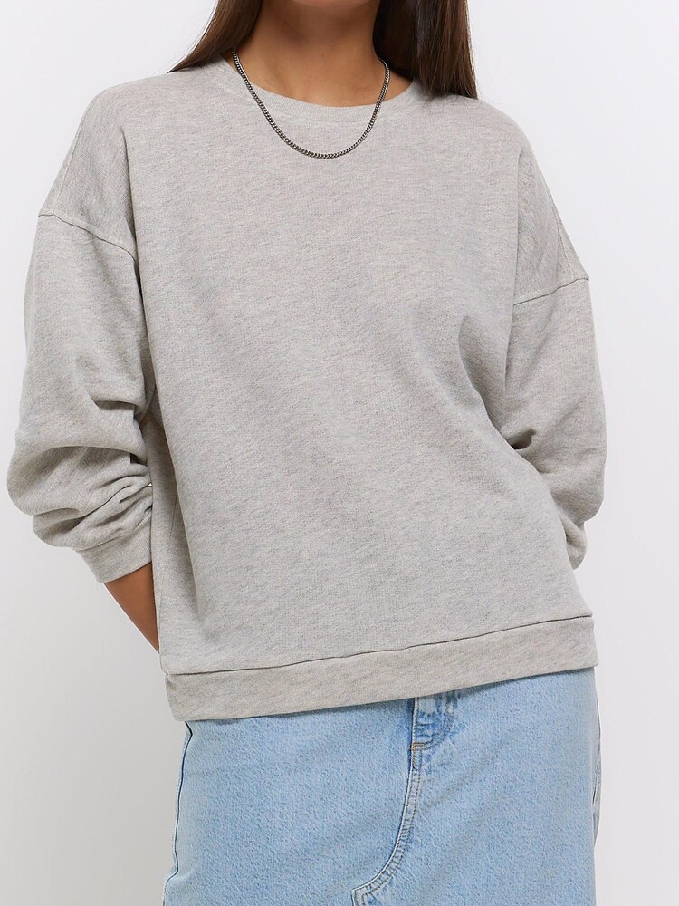 River Island Grey Crew Neck Sweat Top - Image 1 of 1 River Island Grey Crew Neck Sweat Top - Image 1 of 1
