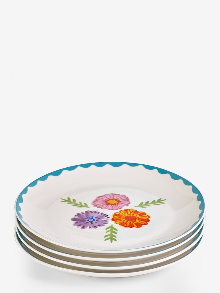 Lucy Tiffney Floral Set of 4 Dinner plates Dinner Plates - Image 4 of 4