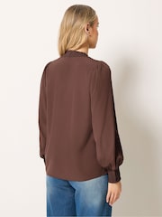 Long Tall Sally Brown Shirred Neck Blouse - Image 3 of 6