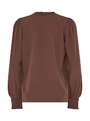 Long Tall Sally Brown Shirred Neck Blouse - Image 6 of 6