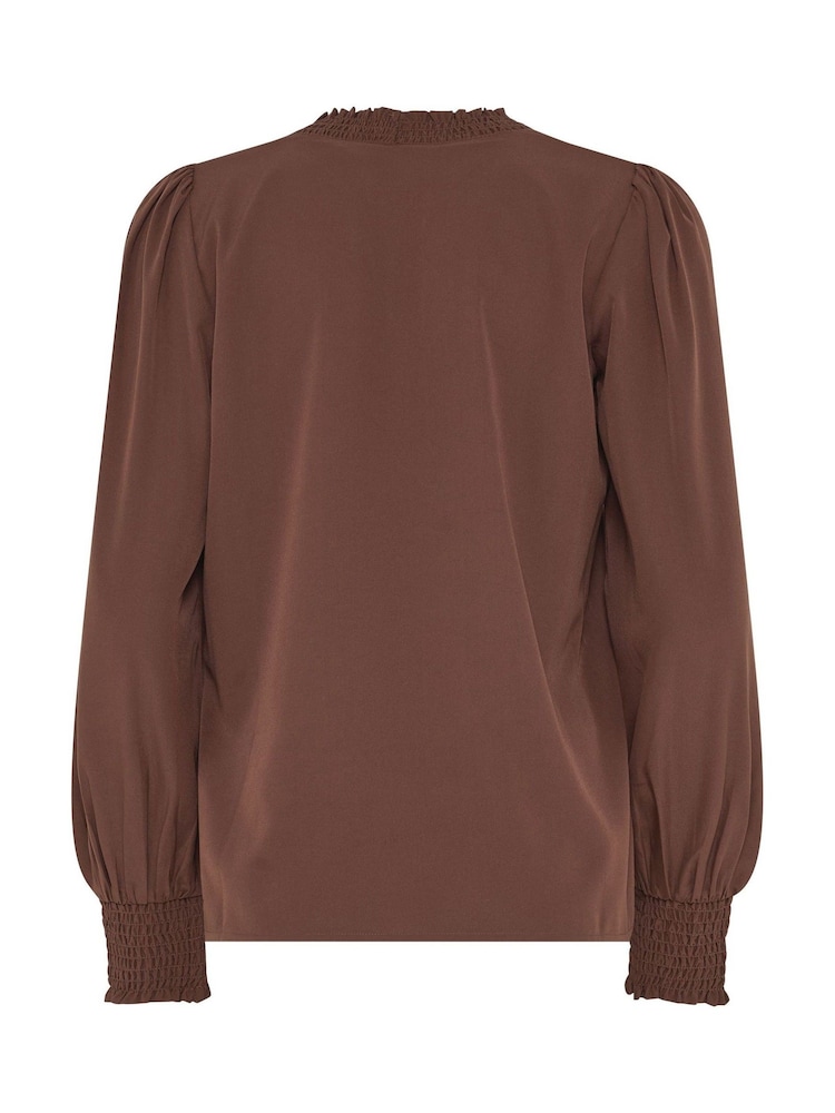Long Tall Sally Brown Shirred Neck Blouse - Image 6 of 6 Long Tall Sally Brown Shirred Neck Blouse - Image 6 of 6