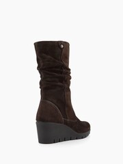 Dune London Brown Ruched Tasha Wedge Comfort Boots - Image 4 of 6