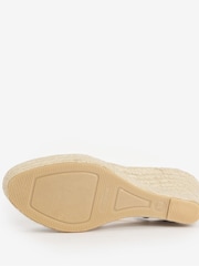 Barbour® Navy Lucia Leather Espadrille Wedge Sandals - Image 5 of 5