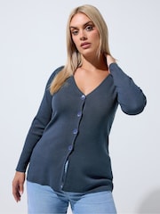 Plavo - Yours Curve Kardigan Dugi rukav Limited Flare Hem - Slika 2 od 7