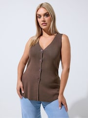 Yours Curve Brown Limited Flare Hem Waistcoat - Image 2 of 7