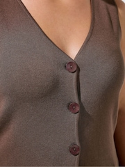 Yours Curve Brown Limited Flare Hem Waistcoat - Image 5 of 7