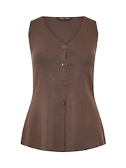 Yours Curve Brown Limited Flare Hem Waistcoat - Image 6 of 7