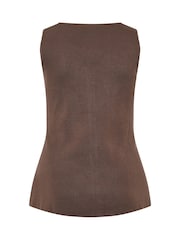 Yours Curve Brown Limited Flare Hem Waistcoat - Image 7 of 7
