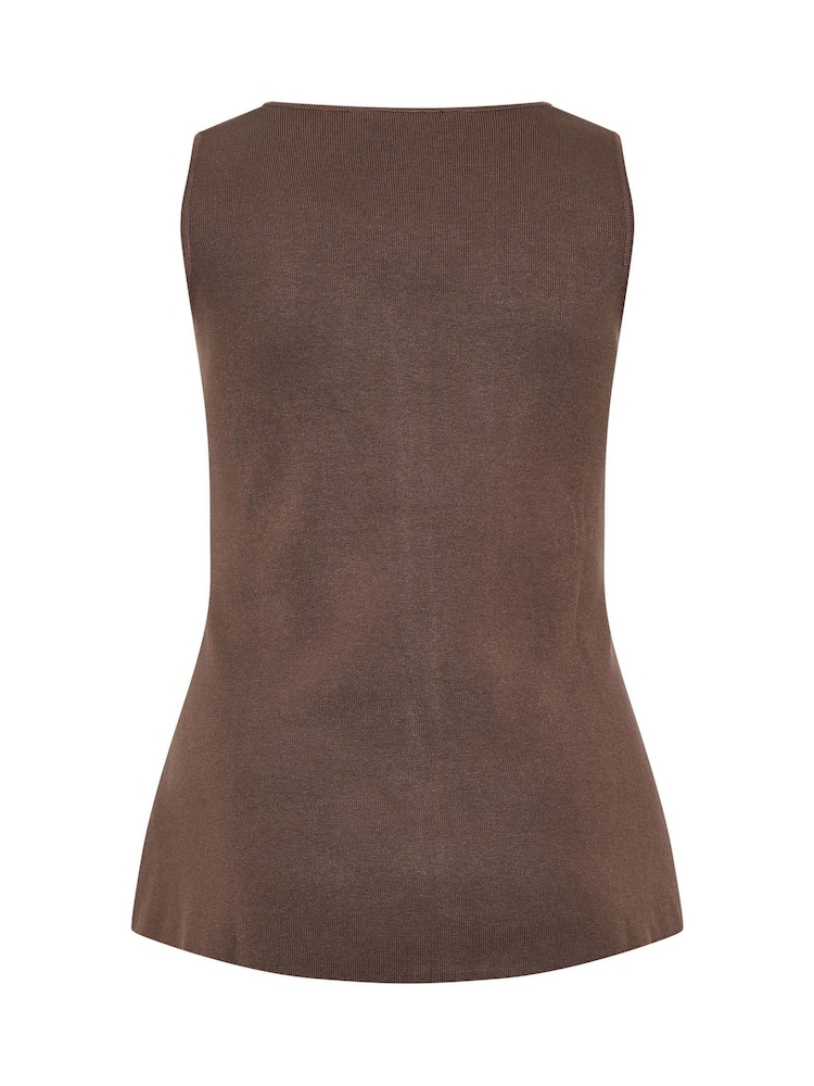 Yours Curve Brown Limited Flare Hem Waistcoat - Image 7 of 7