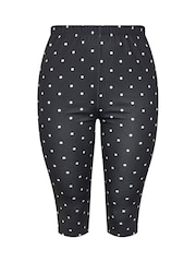 Yours Curve Black Limited Polka Dot Slit Capri Leggings - Image 6 of 7