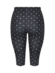 Yours Curve Black Limited Polka Dot Slit Capri Leggings - Image 7 of 7