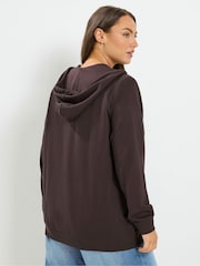Yours Curve Brown Zip Through Hoodie - Image 4 of 7