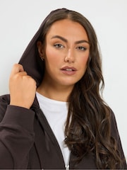 Yours Curve Brown Zip Through Hoodie - Image 5 of 7
