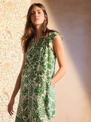 Morris & Co. Sunflower Tie Neck Linen Blend Summer Dress - Image 1 of 6