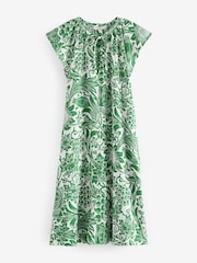 Morris & Co. Sunflower Tie Neck Linen Blend Summer Dress - Image 5 of 6