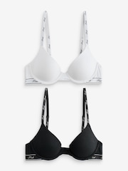 Victoria's Secret Pink Black/White Push Up 2 Pack Logo Bra - Image 1 of 8