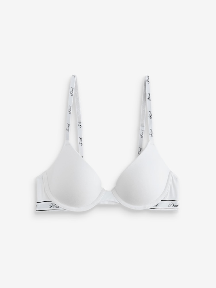 Victoria's Secret Pink Black/White Push Up 2 Pack Logo Bra - Image 2 of 8 Victoria's Secret Pink Black/White Push Up 2 Pack Logo Bra - Image 2 of 8