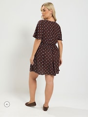 Yours Curve Brown Short Dress - Image 3 of 6