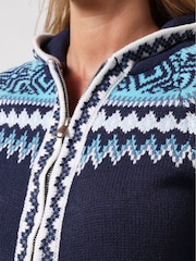 Joe Browns Blue Trinnie Fairisle Zip Through Hooded Jumper - Image 2 of 5