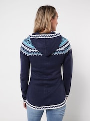 Joe Browns Blue Trinnie Fairisle Zip Through Hooded Jumper - Image 4 of 5