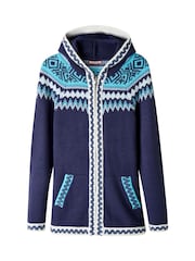 Joe Browns Blue Trinnie Fairisle Zip Through Hooded Jumper - Image 5 of 5