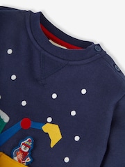 JoJo Maman Bébé Navy Blue Santa in a Digger Appliqué Sweatshirt - Image 3 of 4