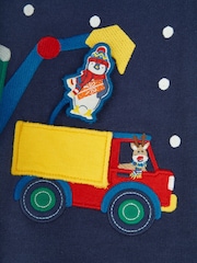 JoJo Maman Bébé Navy Blue Santa in a Digger Appliqué Sweatshirt - Image 4 of 4