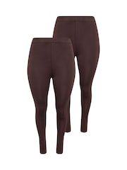 Yours Curve Brown Leggings 2 Pack - Image 1 of 8