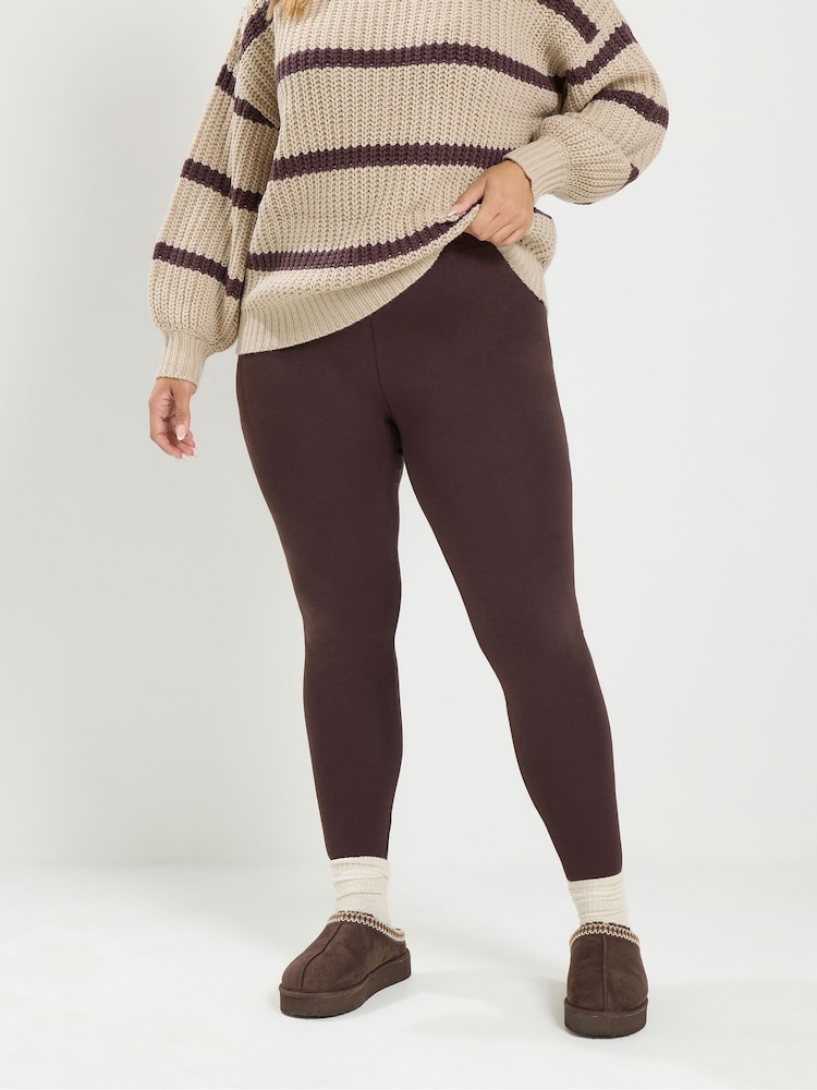 Yours Curve Brown Leggings 2 Pack - Image 2 of 8
