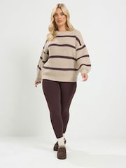 Yours Curve Brown Leggings 2 Pack - Image 6 of 8