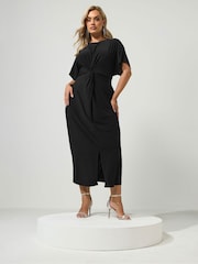 Yours Curve Black London Knot Front Dress - Image 1 of 6