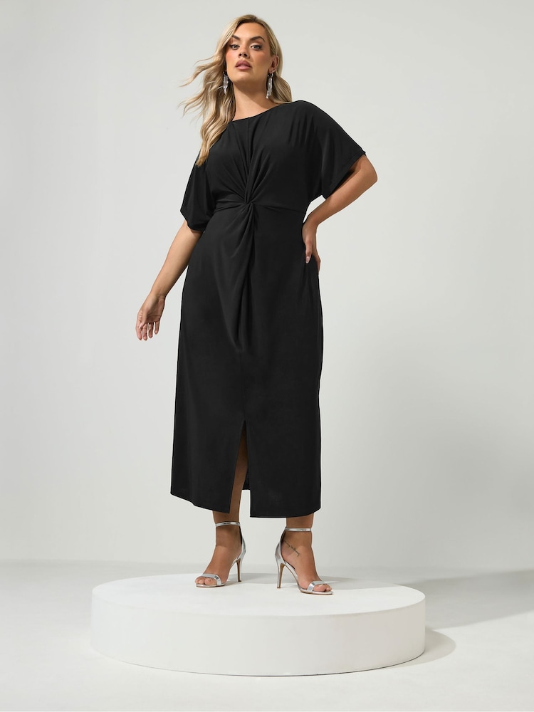 Yours Curve Black London Knot Front Dress - Image 2 of 6