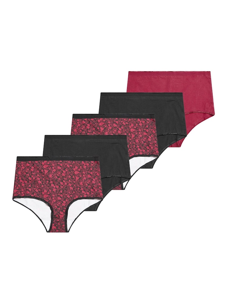 Punainen - Yours Curve Full Lyhyet alushousut 5 Pack - Kuva 1 / 9