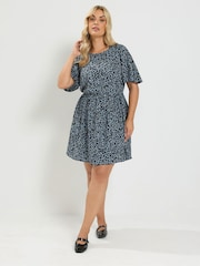 Yours Curve Blue Short Dress - Image 2 of 6