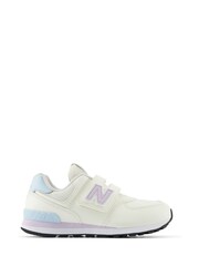 New Balance Off White Girls Hook & Loop 574 Trainers - Image 1 of 7