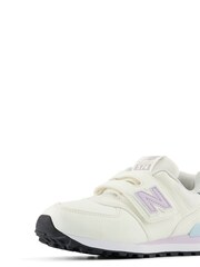 New Balance Off White Girls Hook & Loop 574 Trainers - Image 4 of 7
